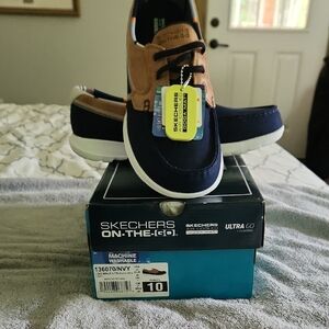 Skechers Blue and Tan Boat Shoes